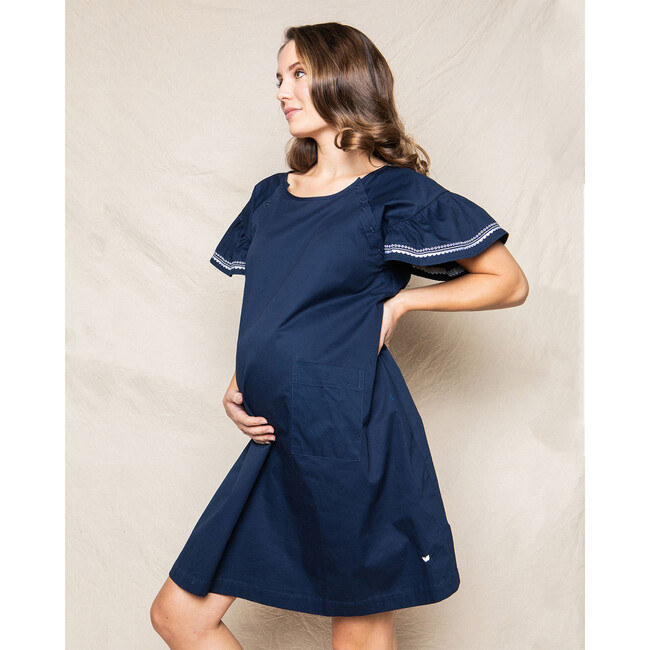 Women's Hospital Gown, Navy Twill - Nightgowns - 4