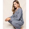 Women's Flannel Pajama Set, Navy Gingham - Pajamas - 2