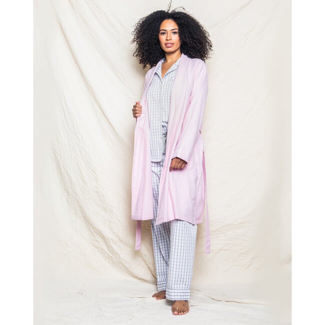 Women's Flannel Robe, Pink - Robes - 4