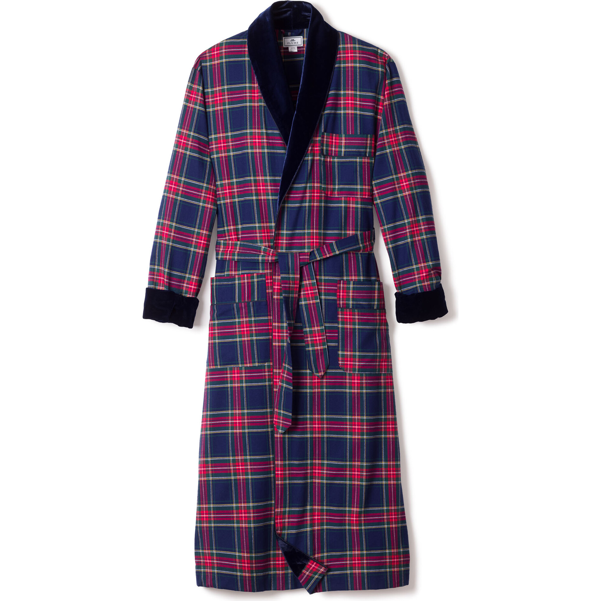Men's Velvet Trim Robe, Windsor Tartan - Robes - 1
