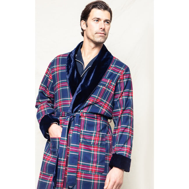 Men's Velvet Trim Robe, Windsor Tartan - Robes - 2