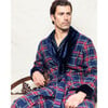 Men's Velvet Trim Robe, Windsor Tartan - Robes - 3