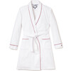 Men's Flannel Robe, White with Red Piping - Robes - 1 - thumbnail