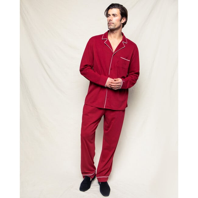 Men's Luxe Pima Cotton Pajama Set, Bordeaux - Pajamas - 2