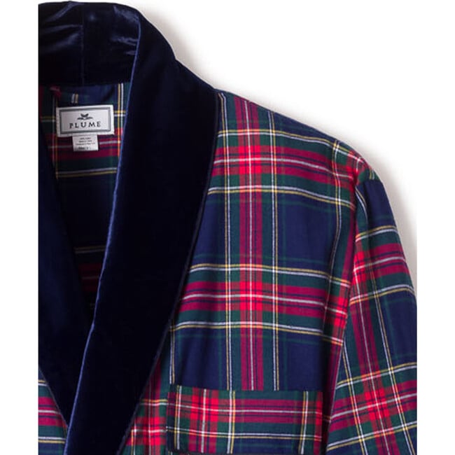 Men's Velvet Trim Robe, Windsor Tartan - Robes - 4