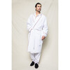 Men's Flannel Robe, White with Red Piping - Robes - 3 - thumbnail