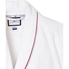 Men's Flannel Robe, White with Red Piping - Robes - 4