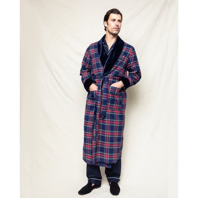 Men's Velvet Trim Robe, Windsor Tartan - Robes - 5