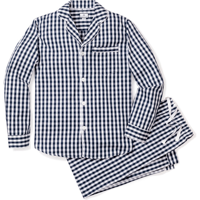 Men's Flannel Pajama Set, Navy Gingham