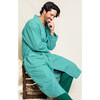 Men's Flannel Robe, Green Gingham - Robes - 2