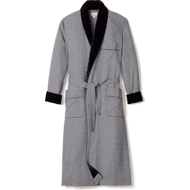 Men's Robe with Velvet Trim, West End Houndstooth - Robes - 1