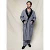 Men's Robe with Velvet Trim, West End Houndstooth - Robes - 2