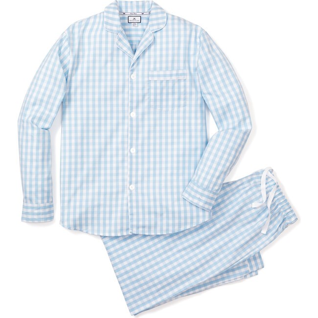 Men's Pajama Set, Light Blue Gingham