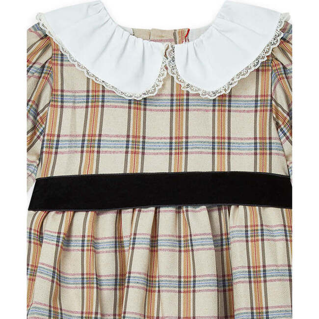 Romina Dress, Beige Tartan - Dresses - 4