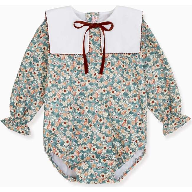 Laura Romper Suit, Teal Floral - Rompers - 1