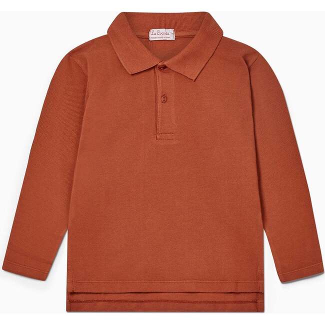 Braulio Long Sleeve Polo Shirt, Terracotta - Polo Shirts - 1