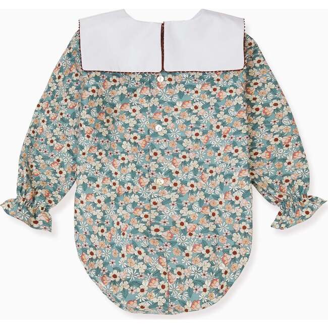 Laura Romper Suit, Teal Floral - Rompers - 3
