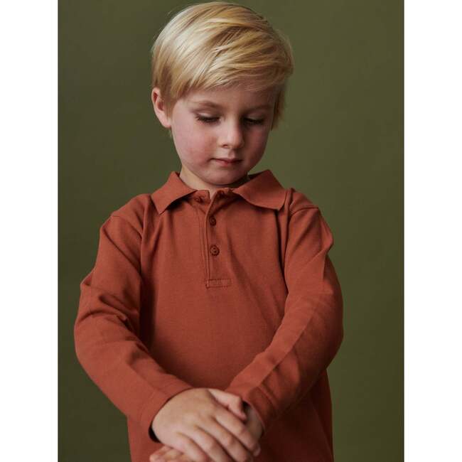 Braulio Long Sleeve Polo Shirt, Terracotta - Polo Shirts - 2