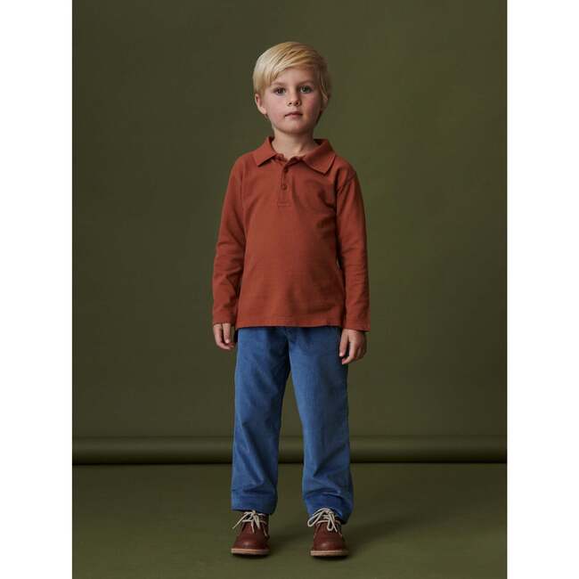 Braulio Long Sleeve Polo Shirt, Terracotta - Polo Shirts - 3