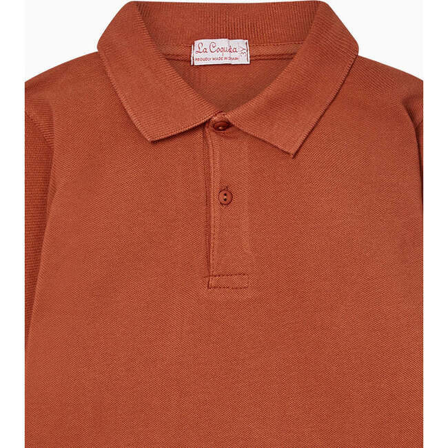 Braulio Long Sleeve Polo Shirt, Terracotta - Polo Shirts - 5