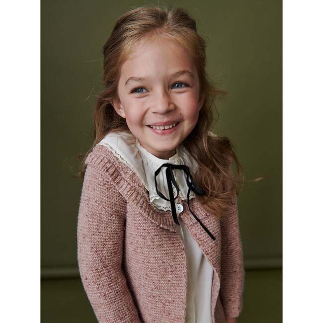 Baena Merino Cardigan, Pink Melange - Cardigans - 3