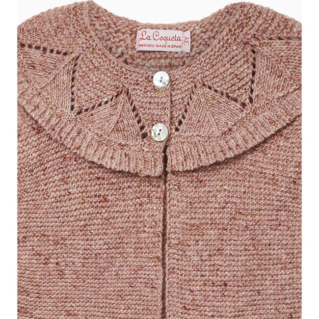 Baena Merino Cardigan, Pink Melange - Cardigans - 5