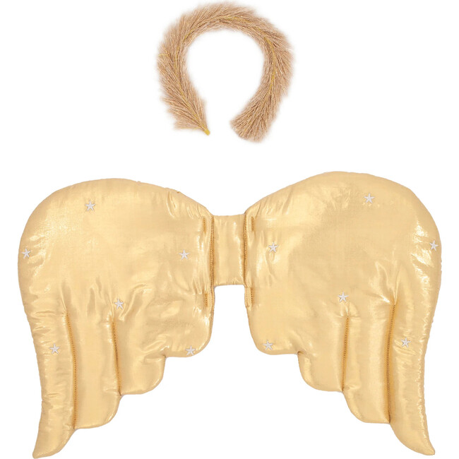 Gold Quilted Angel Wings & Crown