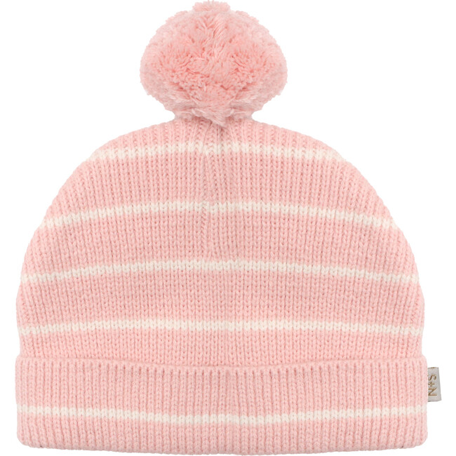 Taylor Striped Winter Pom Hat, Silver Pink