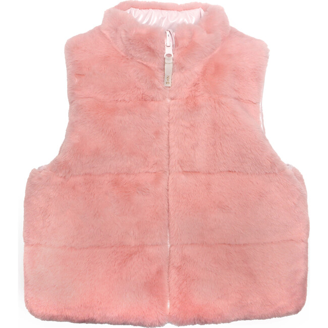 Rosie Reversible Faux Fur Vest, Pearlized Pink