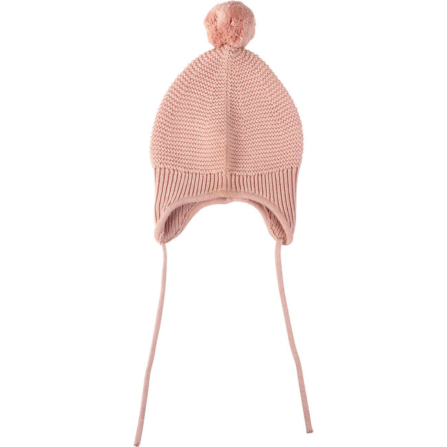 Organic Bristol Knit Pom Pom Hat, Pink Pearl