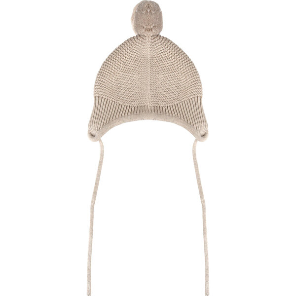 Organic Bristol Knit Pom Pom Hat, Oatmeal Sammy + Nat Hats & Mittens