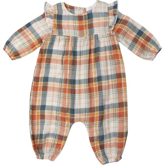 Muslin Plaid Ruffle Sleeve Romper, Multicolors - Rompers - 1