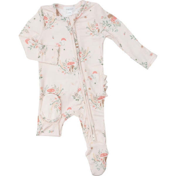 Mouse & Mushroom 2-Way Ruffle Zipper Footie, Multicolors - Angel Dear Rompers | Maisonette