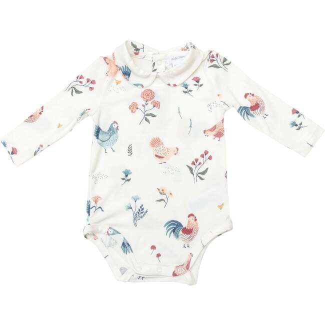 Heirloom Chickens Bodysuit with Peter Pan Collar, Multicolors