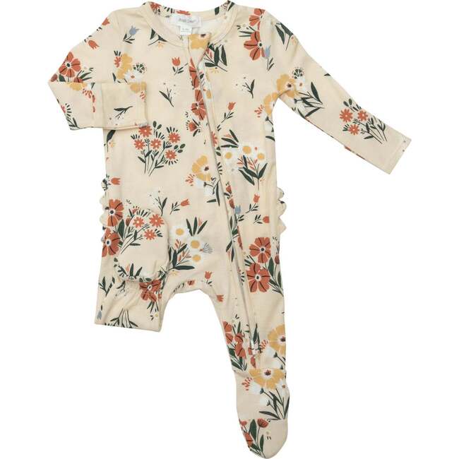 Garden Floral 2-Way Ruffle Zipper Footie, Multicolors - Angel Dear Rompers | Maisonette