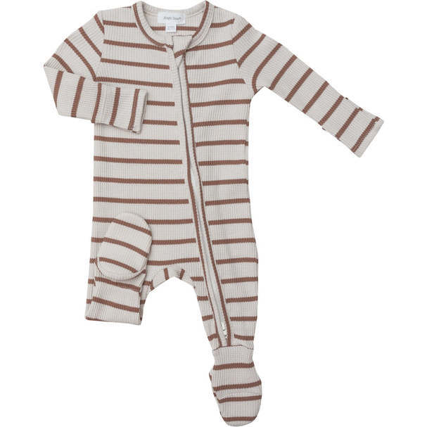 French Stripe Argan Oil & White Sand 2-Way Zipper Footie, Multicolors