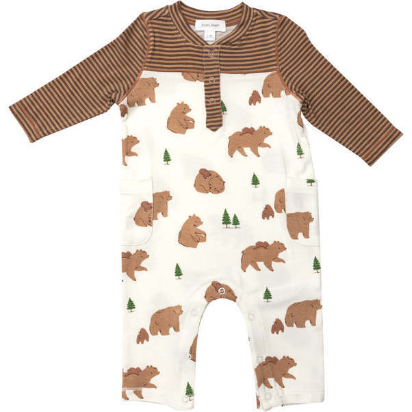 Bear Romper with Pockets, Brown