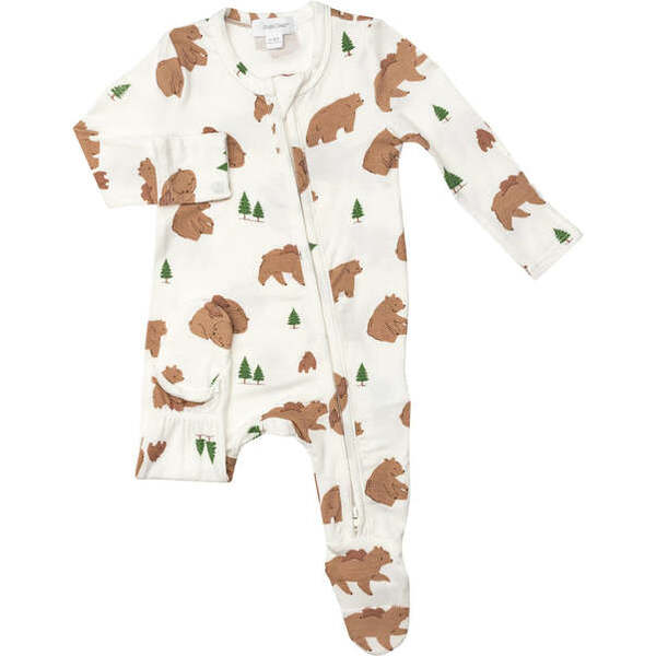 Bear 2-Way Zipper Footie, Brown - Angel Dear Rompers | Maisonette