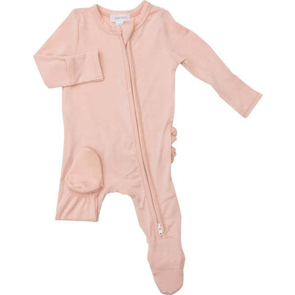 Basics 2-Way Ruffle Zipper Footie, Pale Blush - Angel Dear Rompers ...