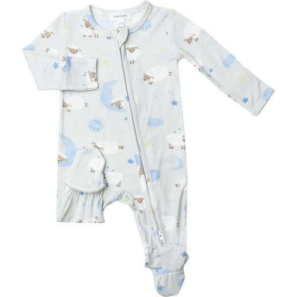 Baby Sheep 2-way Zipper Footie, Blue - Angel Dear Rompers 