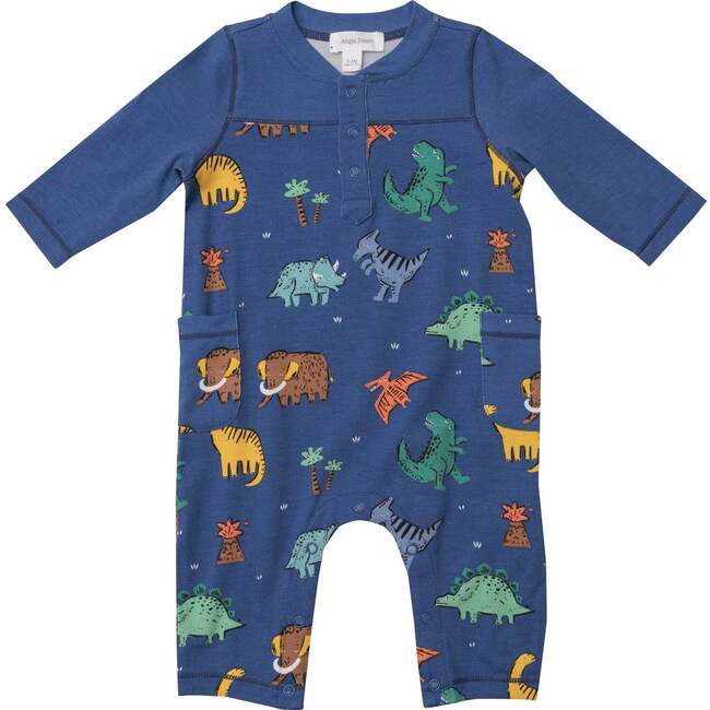 Dino Dudes Romper with Pockets, Multicolors