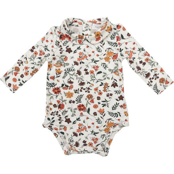 Autumn Ditsy Bodysuit with Peter Pan Collar, Multicolors