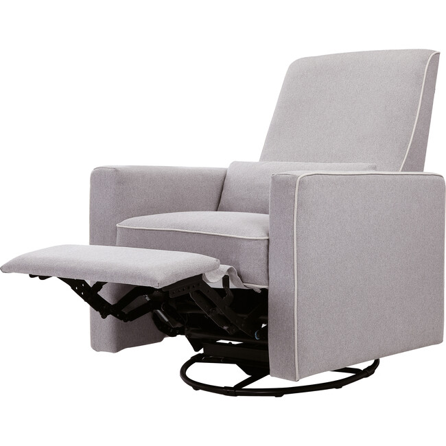 Piper Recliner and Swivel Glider, Grey with Cream Piping - Nursery Chairs - 3