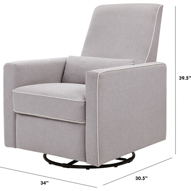 Piper Recliner and Swivel Glider, Grey with Cream Piping - Nursery Chairs - 5