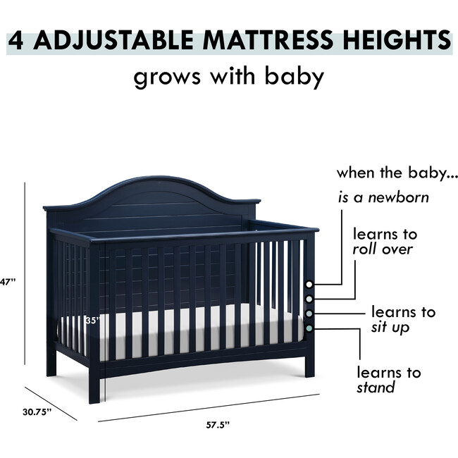 Nolan 4-in-1 Convertible Crib, Navy - Cribs - 7