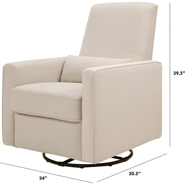 Piper Recliner and Swivel Glider, Cream with Cream Piping - Nursery Chairs - 4