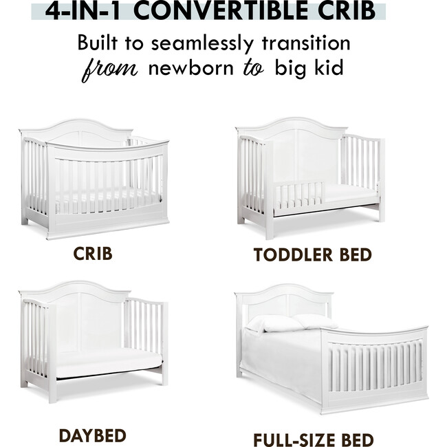 Meadow 4-in-1 Convertible Crib, White - Cribs - 5