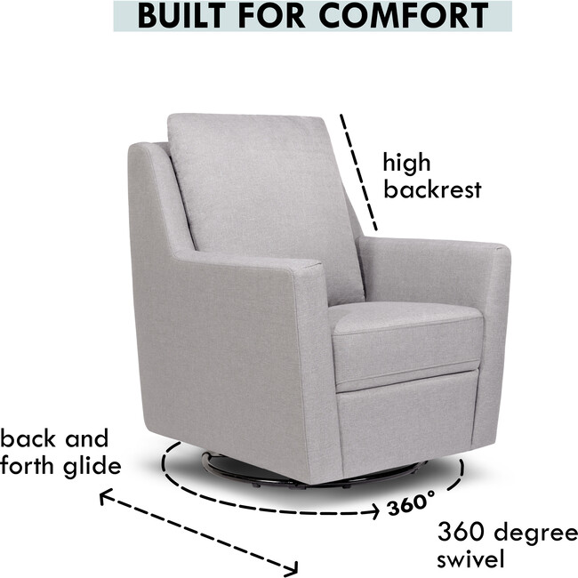 Nova Pillowback Swivel Glider, Misty Grey - Nursery Chairs - 6