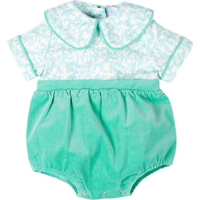 Short Sleeve Beau Bubble, Golden Isles Green Leaves - Rompers - 1