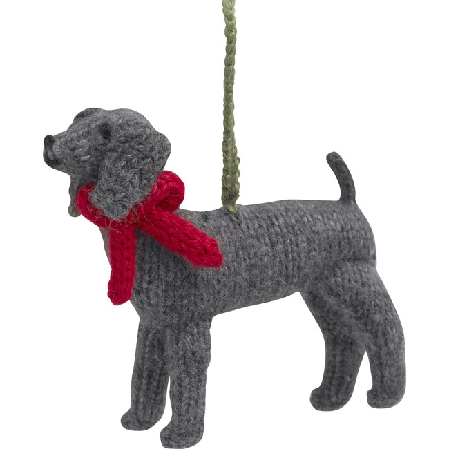 Hand Knit Alpaca Wool Weimaraner Dog Ornament